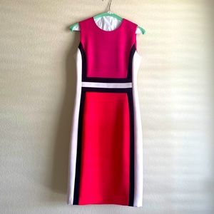CALVIN KLEIN Pink & Orange Statement Colorblock Sheath dress